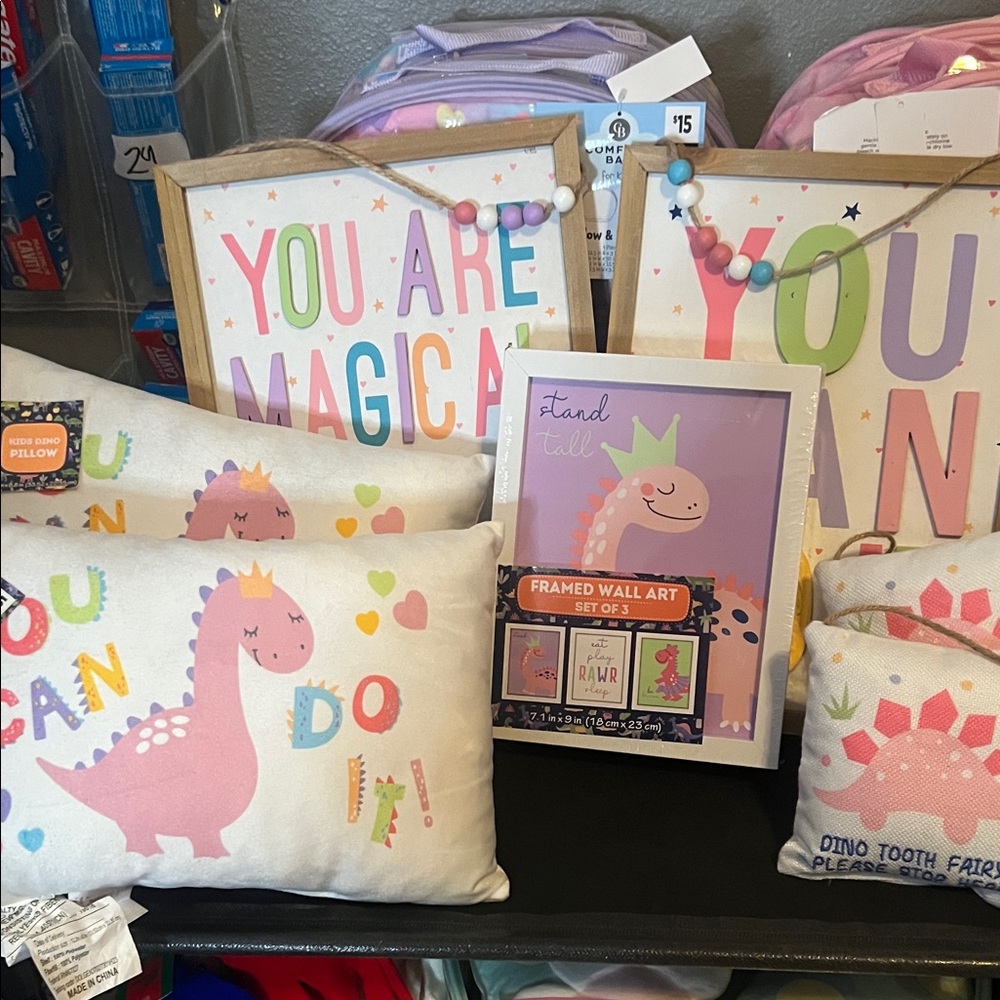 Kids Dino Pillow Set with Colorful Accents